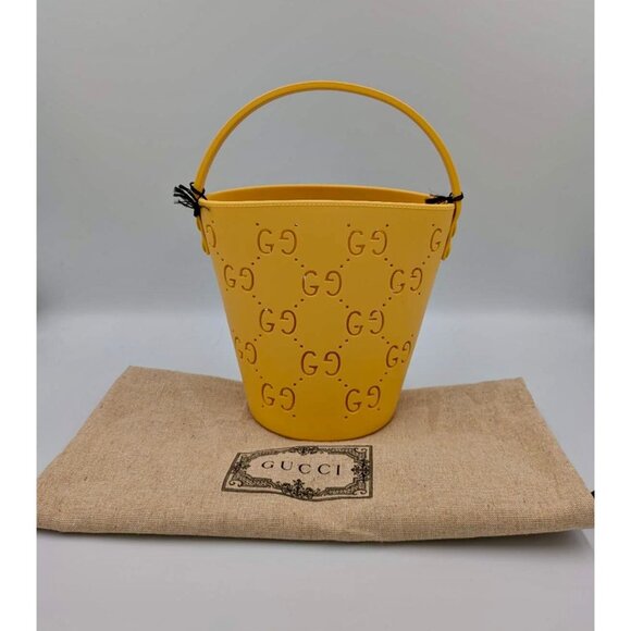 Gucci Kids GG Supreme Perforated Bucket Bag Yellow 723051 - Picture 10 of 12